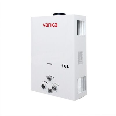 16L एलपीजी इंस्टेंट टैंकलेस वॉटर हीटर नॉब कंट्रोल घरेलू उपयोग के लिए घर, होटल, अपार्टमेंट और वाणिज्यिक अनुप्रयोगों के लिए