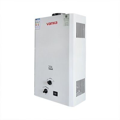 थर्मोस्टैटिक टैंकलेस वॉटर हीटर 20L ग्रे – डुअल फ्ल्यू पाइप डिज़ाइन