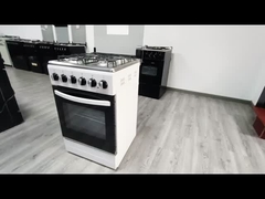 4 घर के उपयोग के लिए कन्वेक्शन ग्रिल और टेम्पर्ड ग्लास रैक के साथ बर्नर गैस ओवन