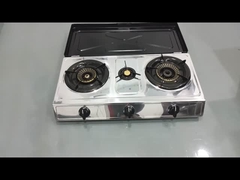 पोर्टेबल 3 बर्नर स्टेनलेस स्टील टेबलटॉप गैस स्टोव कवर किचन उपयोग